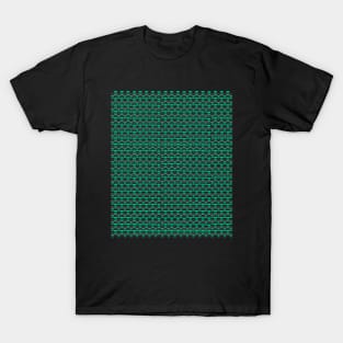 Green color seamless pattern with circles and wavy shapes T-Shirt